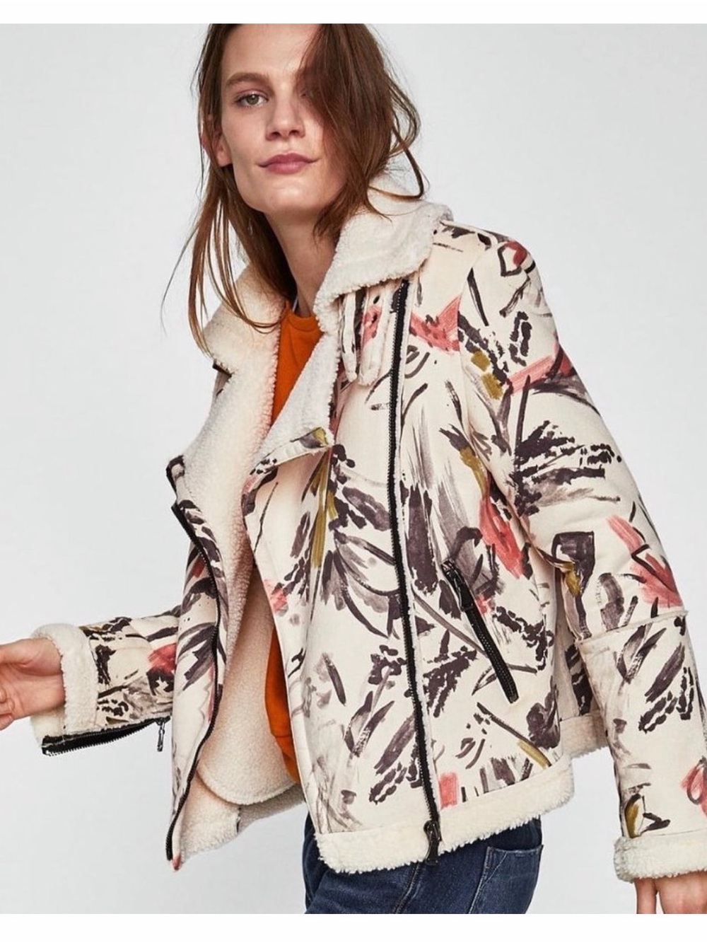 Faux Fur Suede Shearling Painted
Motorcycle Jacket